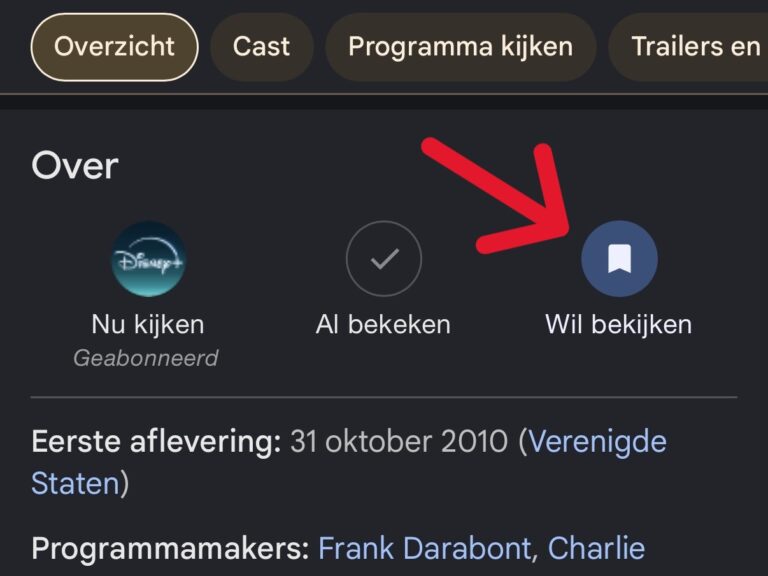 kijklijst knop voor films opslaan